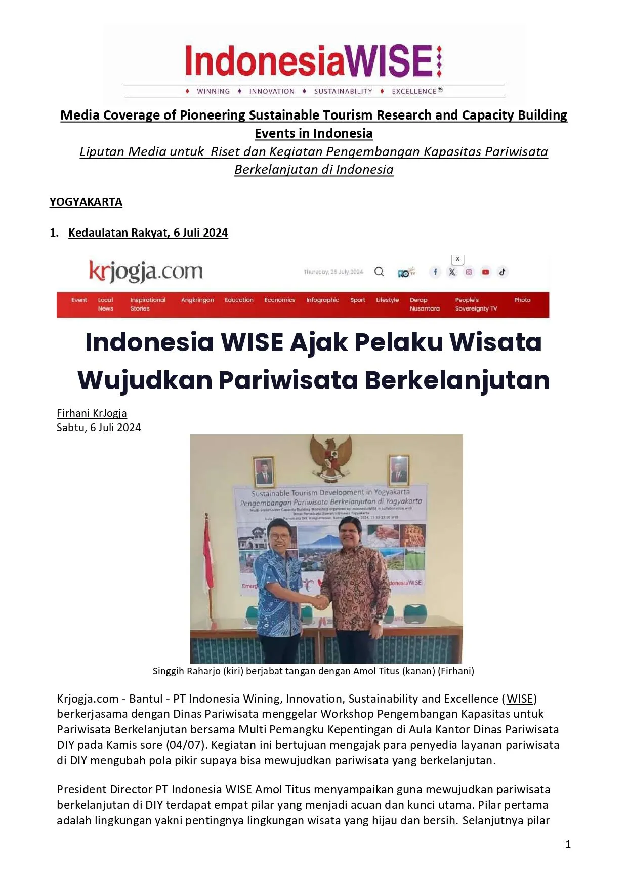 Amol Titus Expertise in Sustainable Tourism (Media Articles)