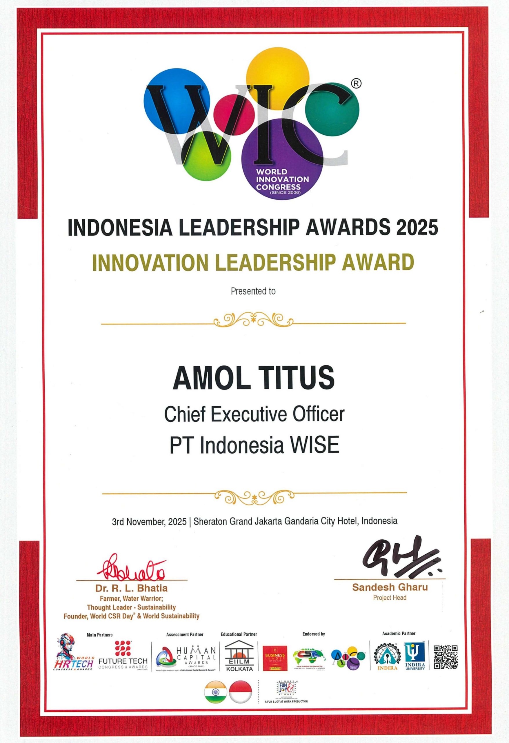 Amol Titus Innovation Leadership Award 2025