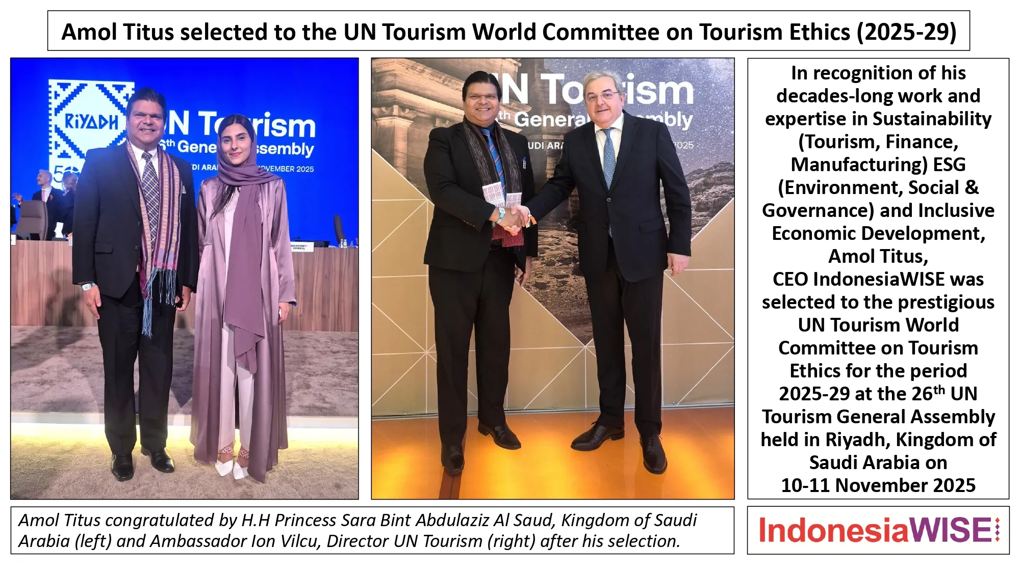 Amol Titus selected to the UN Tourism World Committee on Tourism Ethics (2025-29)