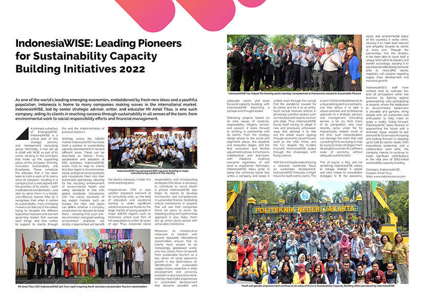 IndonesiaWISE wins 'Leading Pioneers for Sustainability Capacity Building Initiatives' SE Asia Award 2022 minimize
